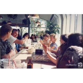 Staff of Therapeutic Adolescent Residential Assessment Unit (TARA) dining at restaurant, Townsville, ca. 1995