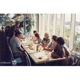 Staff of Therapeutic Adolescent Residential Assessment Unit (TARA) dining at restaurant, Townsville, ca. 1995