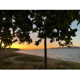 Sunset over the beach, The Strand, Townsville, 20 July, 2024