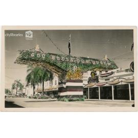 Street decorations for Queen Elizabeth II visit, Townsville, 1954