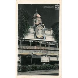 Town Hall decorated for Queen Elizabeth II visit, Townsville, 1954