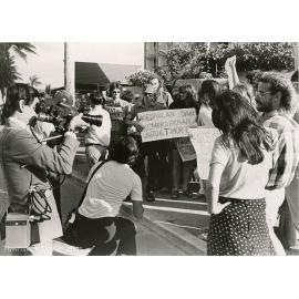 Demonstration against Indonesian take-over of East Timor during President Suharto visit, Townsville, 3 April 1975