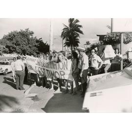Demonstration against Indonesian take-over of East Timor during President Suharto visit, Townsville, 3 April 1975