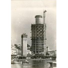 Hotel Townsville and the Ogden Street car park during construction, Townsville, 1975