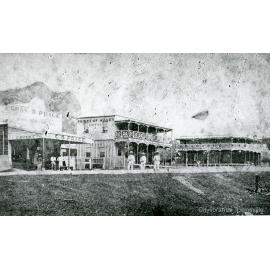 Prince of Wales Hotel and Day Dawn Hotel on Denham Street, Townsville, ca. 1885