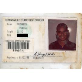 Student identification card, Townsville State High School, 1998