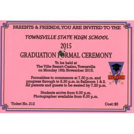 Townsville State High School 2015 Graduation Formal Ceremony invitation