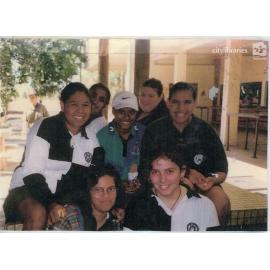 Senior students in front of the tuck shop at Townsville State High School