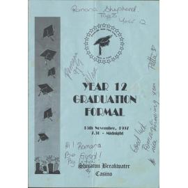Townsville State High School Class of 1997, Year Twelve Graduation Formal program
