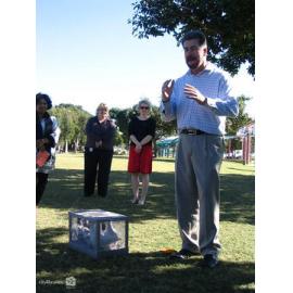 Mayor Tony Mooney speaking at the launch of Cultural Fest 07, Strand Park, Townsville, August 2007