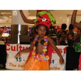 Townsville Cook Island Dancer promoting Cultural Fest at Castletown Shopping Centre, August 2007