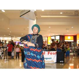 Chrissie Ma'amo of Filipino Australian Affiliation of NQ Dancers promoting Cultural Fest at Castletown Shopping Centre, August 2007