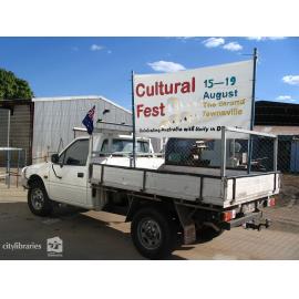 Vehicle decorated with Cultural Fest promotional signage, Townsville, August 2007