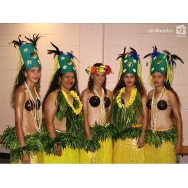 Townsville Cook Island Dancers preparing to perform at an NQ Cowboys match, Townsville, August 2007