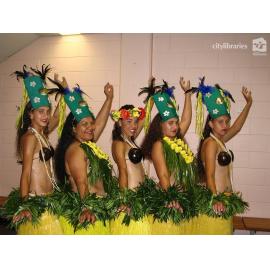 Townsville Cook Island Dancers preparing to perform at an NQ Cowboys match, Townsville, August 2007