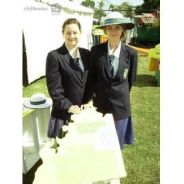 Students from St Patrick's College with a piece of the jigsaw installation, Cultural Fest, Strand Park, Townsville, August 2007