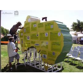 Staff assembling the jigsaw installation, Cultural Fest, Strand Park, Townsville, August 2007