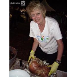 Staff serving food at Cultural Fest, Strand Park, Townsville, August 2007