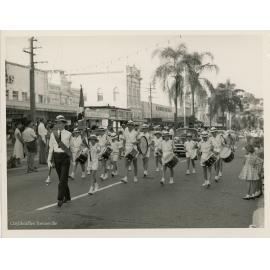 Central School Band in the Centenary Parade, Flinders Street, Townsville, ca.1964