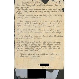 "Australia", poem by resident of Carramar Children's Home