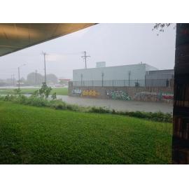 View from inside Aitkenvale Library during Weather Event January 2025