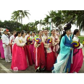 Performers from Suwon City Korea in the Tropigo Carnival parade at Cultural Fest, The Strand, Townsville, 18 August 2007