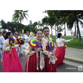 Performers from Suwon City Korea in the Tropigo Carnival parade at Cultural Fest, The Strand, Townsville, 18 August 2007