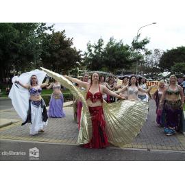 Scimitar Moon Bellydancers in the Tropigo Carnival parade at Cultural Fest, The Strand, Townsville, 18 August 2007