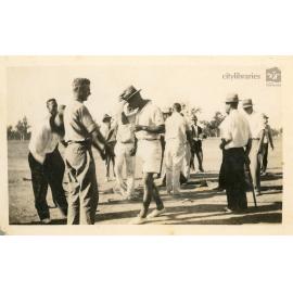 Men after playing a game of tug of war, Townsville, 1936