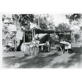 Bush dwelling dining room, Townsville, n.d
