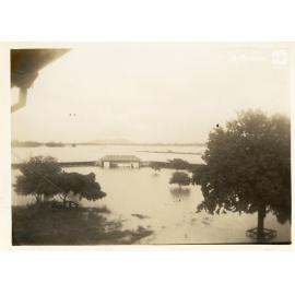 Ticket box at Cluden racecourse during flood, Townsville, [10 February 1946]