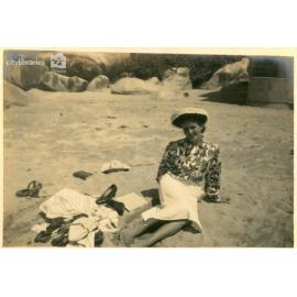 Mrs Roffe at Picnic Bay, Magentic Island, 24 February 1946