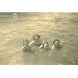 Yvonne Roffee, Erica Fitz, May Garrow and Dorothy at Picnic Bay, Magnetic Island, 24 February 1946