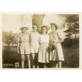 Dot Garrow, May Garrow, Grace Burgess (Matthews) and Erica Fitz, Townsville, ca. 1946