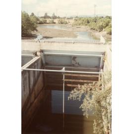 Floodgate structure on Woolcock canal, Townsville, 1984