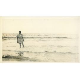 Hilda Elma Armstrong in the water at Alma Bay, Magnetic Island, [between 1908 and 1930].