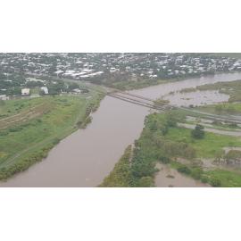 Ross River, Railway Estate Bridge to Abbott Street, aerial photograph during floods, 2019
