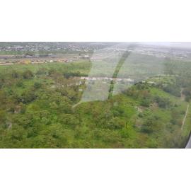 Stuart Creek in flood, aerial photograph, 2019. 