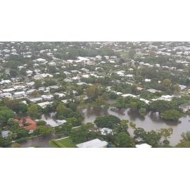 Mysterton, aerial photograph during floods, 2019. 