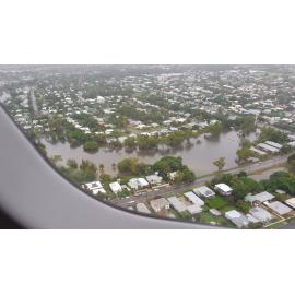 Mysterton, Pimlico, aerial photograph during floods, 2019. 