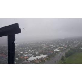 Hungry Jacks Charters Towers Road looking towards Ross River, aerial photograph during floods, 2019