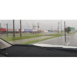 Woolcock Street, Currajong, aerial photograph during floods, 2019. 