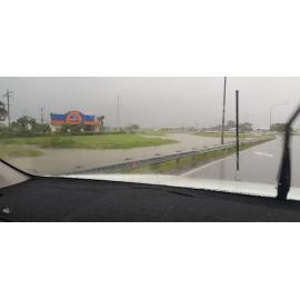 Woolcock Street, Currajong, aerial photograph during floods, 2019. 