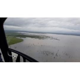 Flinders Highway, aerial photograph during floods, 2019