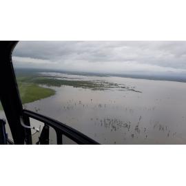 Flinders Highway, aerial photograph during floods, 2019. 