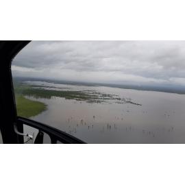 Flinders Highway, aerial photograph during floods, 2019. 