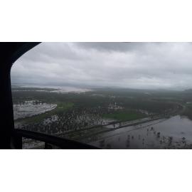 Flinders Highway, aerial photograph during floods, 2019. 