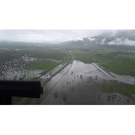 Flinders Highway, aerial photograph during floods, 2019. 