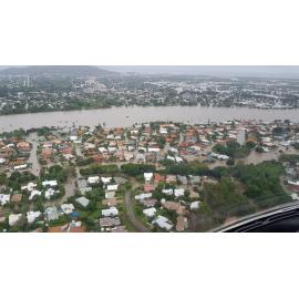 Annandale, Murray Sports Complex, Bowen Road Bridge, River Park Drive, aerial photograph during floods, 2019. 