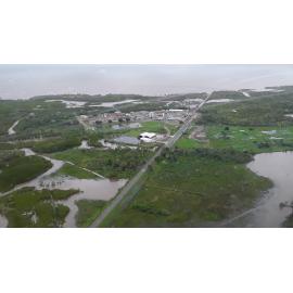 Cleveland Bay Purification Plant, aerial photograph during floods, 2019. 